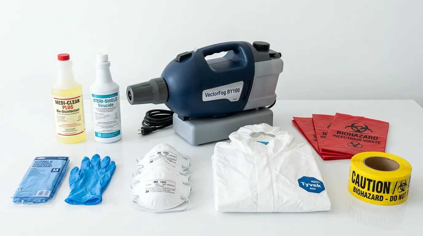 Professional biohazard remediation crew working in Pontiac